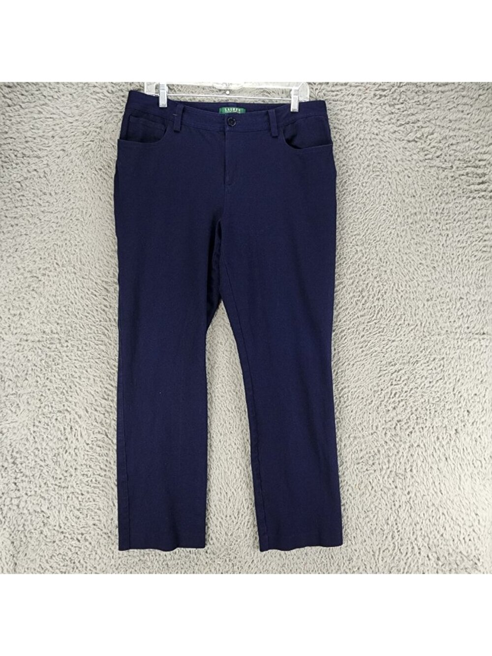 Lauren Ralph Lauren Pants Womens 12 Navy Blue Stretch Straight Trouser